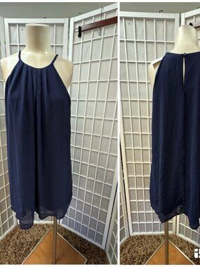 Soprano, Woman, Puffy Dress, Dark Blue, Sz S,Sleeveless,Mini,Button,Round Neck.!